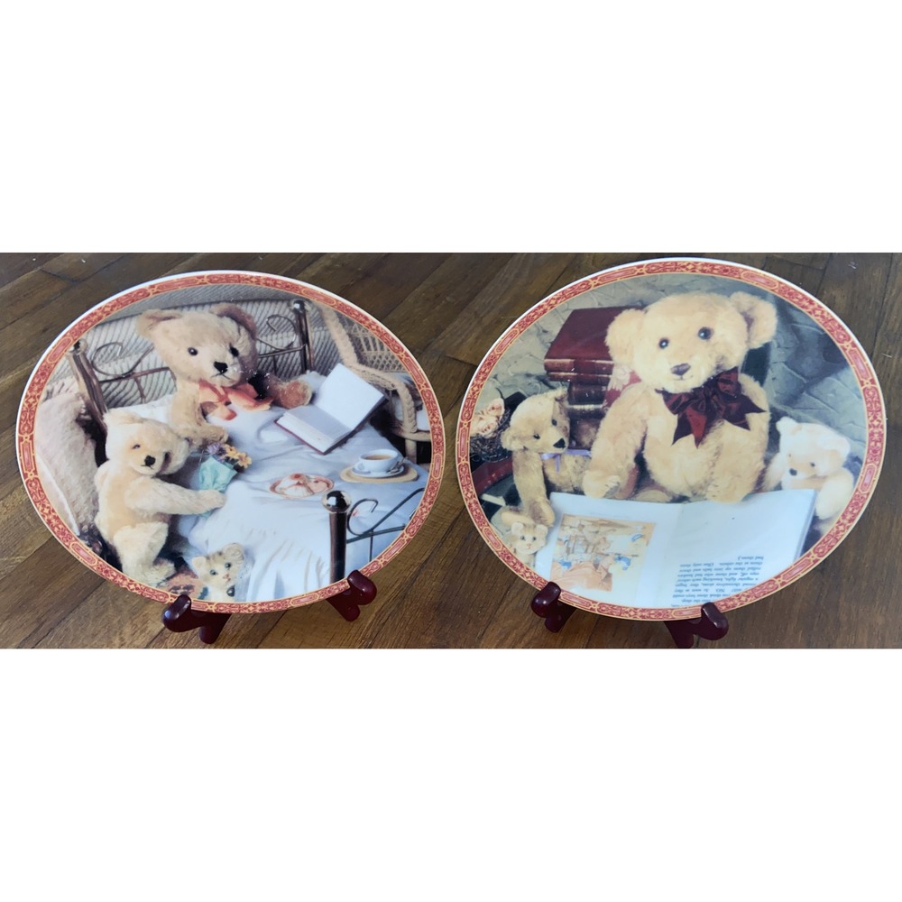 Little Bears Collection Porcelain China Formalities Baum Bros 8" Plates Set Of 2